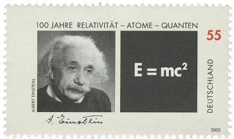 Briefmarke mit der Formel E=mc2